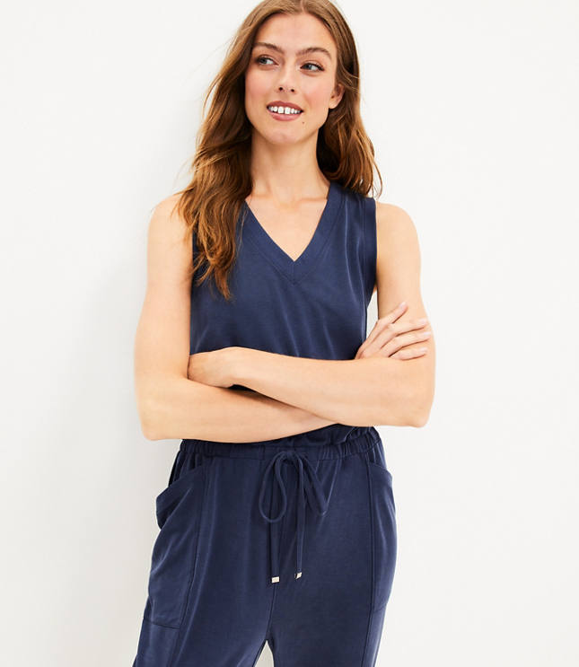 LOFT Lou & Grey Signature Softblend Crossover Jumpsuit - M