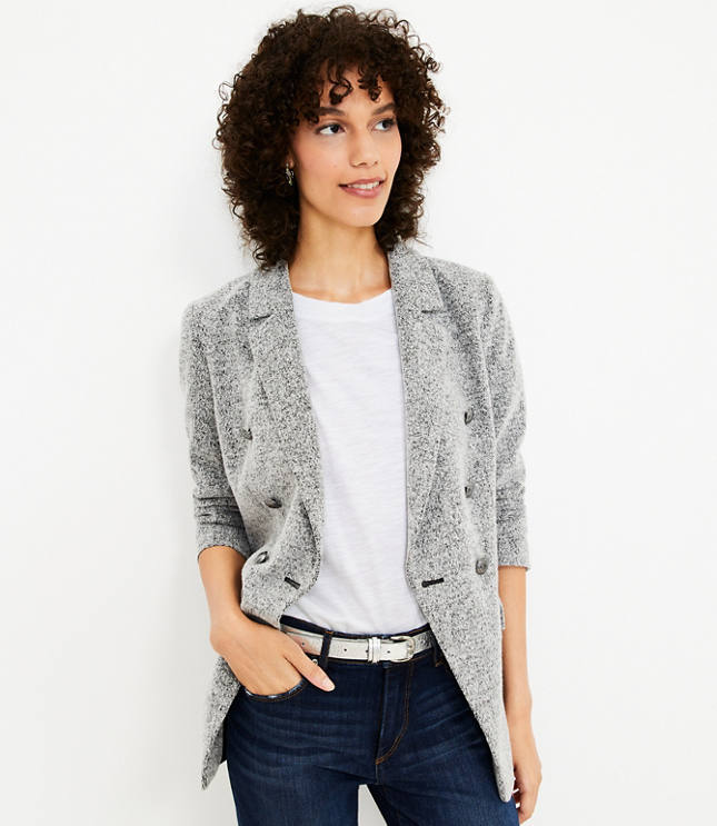 Textured Knit Double Breasted Blazer