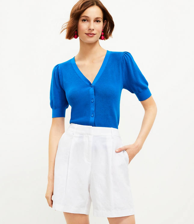 Bermuda shorts blue - Bermudas in linen mix