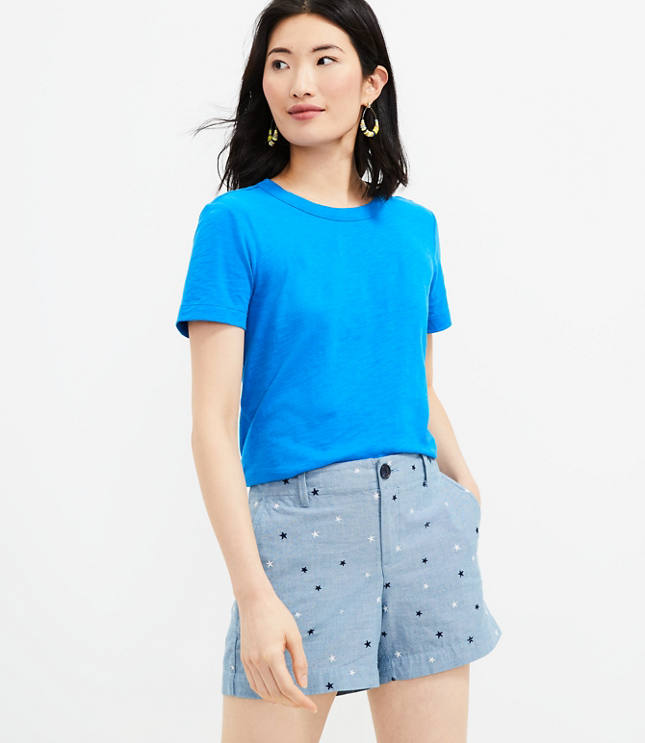 Petite Monroe Chino Shorts in Chambray Fireworks