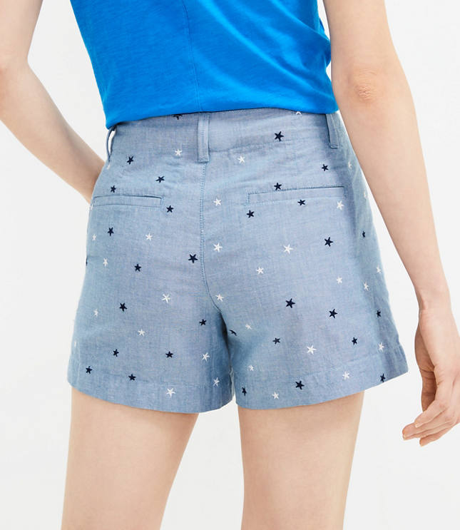 Petite Monroe Chino Shorts in Chambray Fireworks