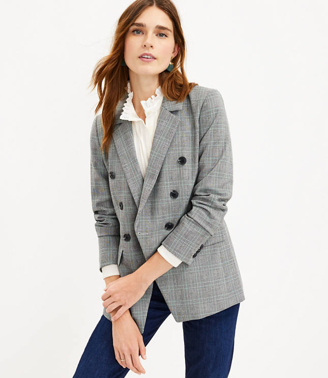 Double Breasted Plaid Blazer