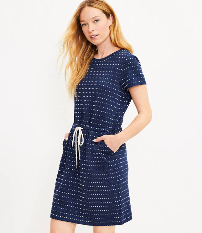 Lou & Grey Dotted Drawstring Pocket Dress