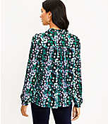 Floral Ruffle Tie Neck Mixed Media Blouse carousel Product Image 3