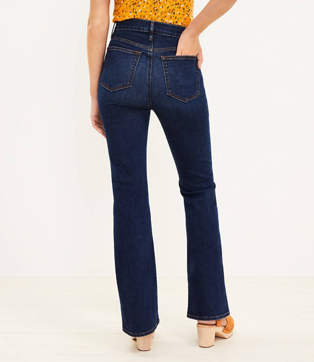 High rise dark 2024 wash flare jeans