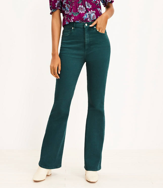 High Rise Flare Jeans in Antique Jade