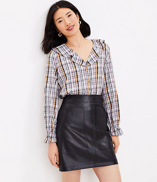 Loft Faux Leather Pocket Shift Skirt
