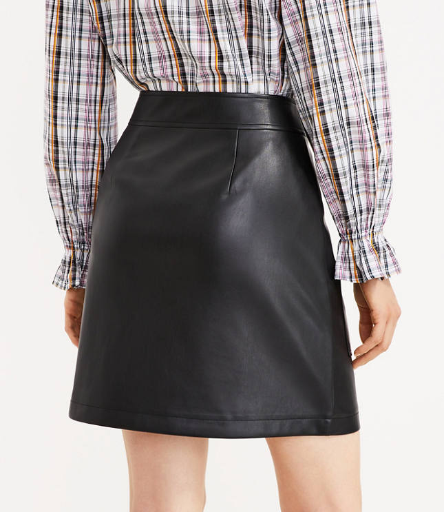 Faux Leather Pocket Shift Skirt