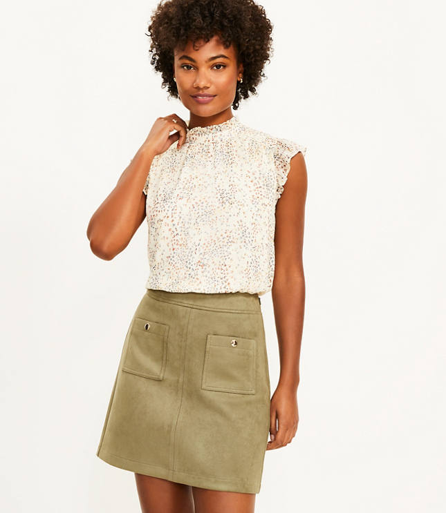 Faux Suede Pocket Shift Skirt