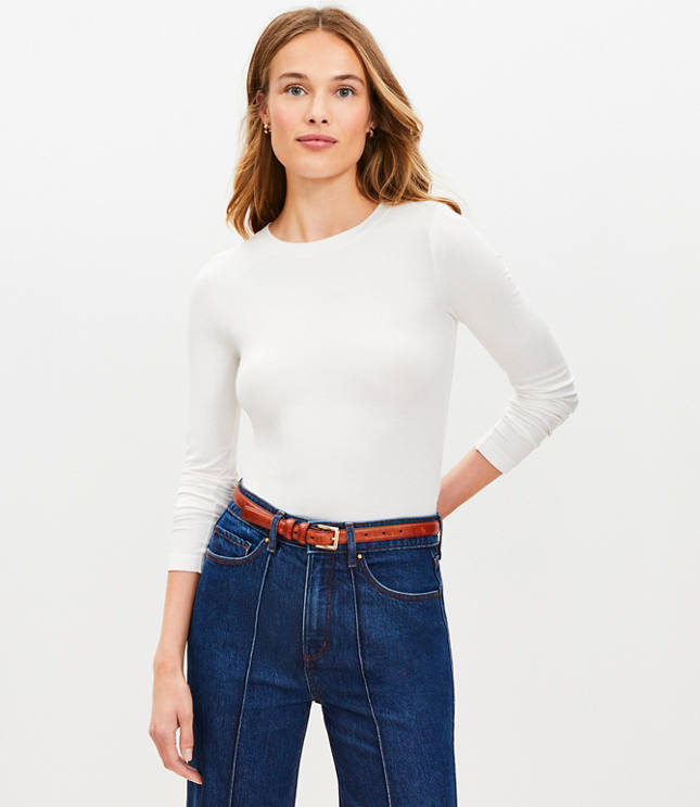 Heathered Ribbed Mock Neck Top - Cobblestone Heather