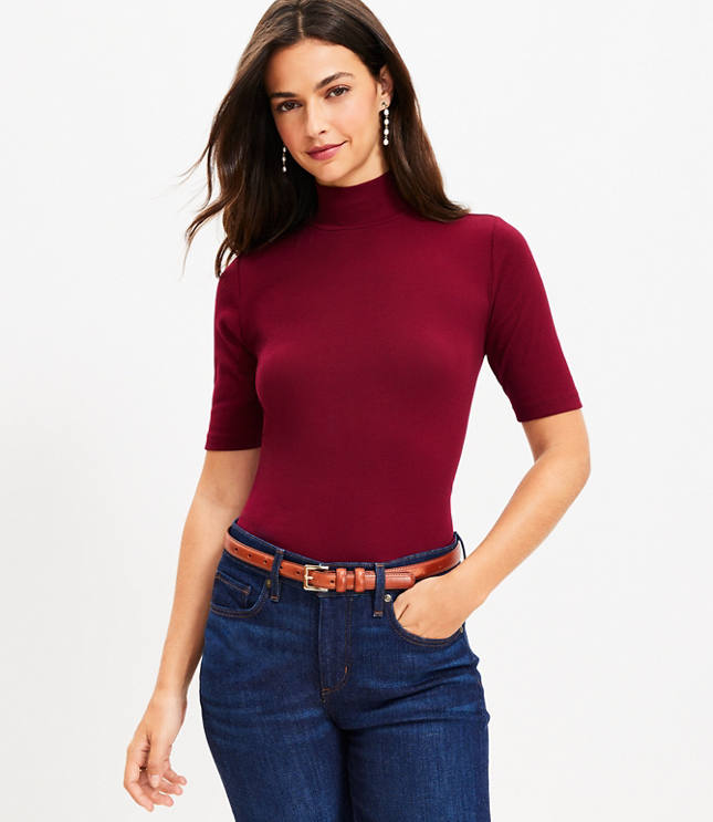 Ribbed Mock Neck Top