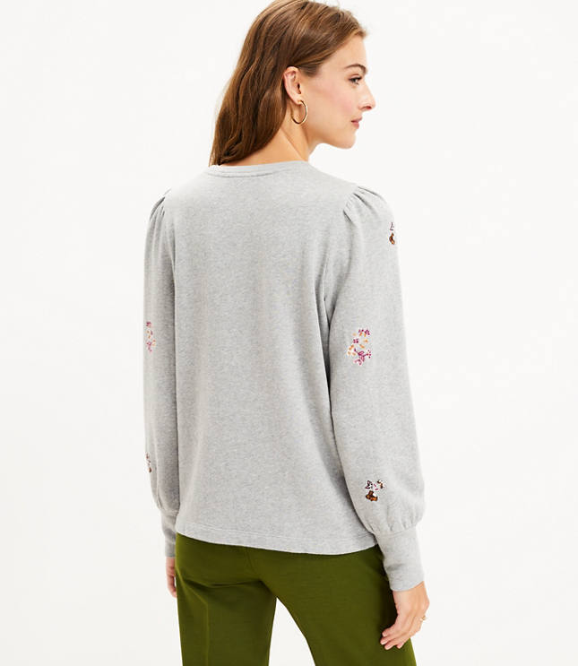 Floral hot sale sleeve sweatshirt