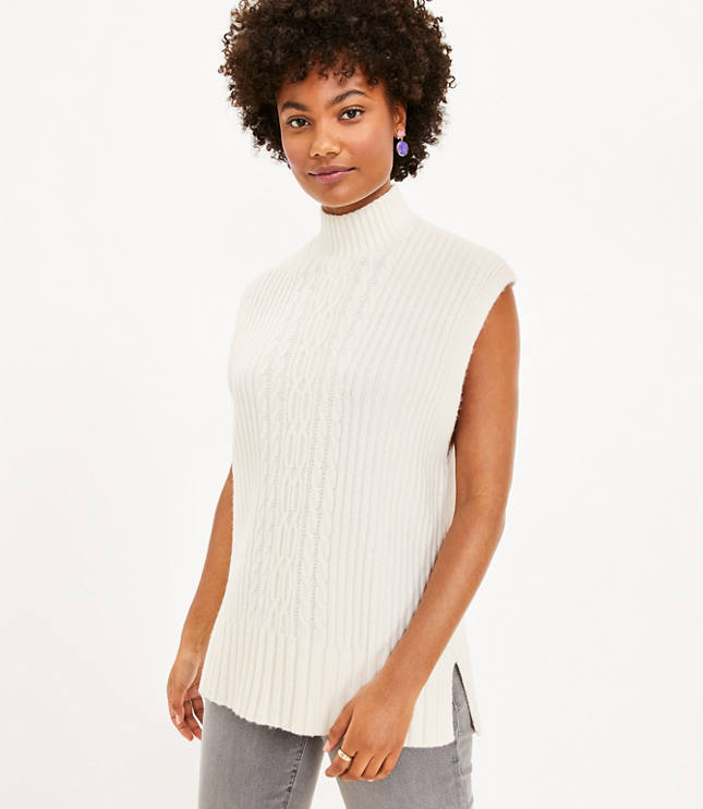 Loft Cable Cap Sleeve Sweater