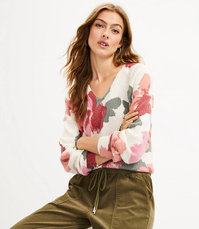 Loft floral sweatshirt on sale