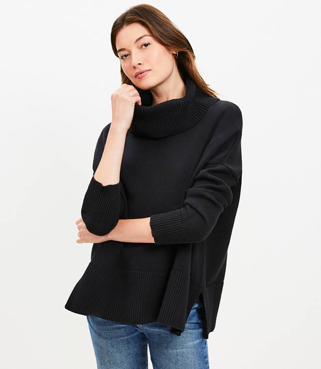 Black turtleneck 2025 poncho sweater