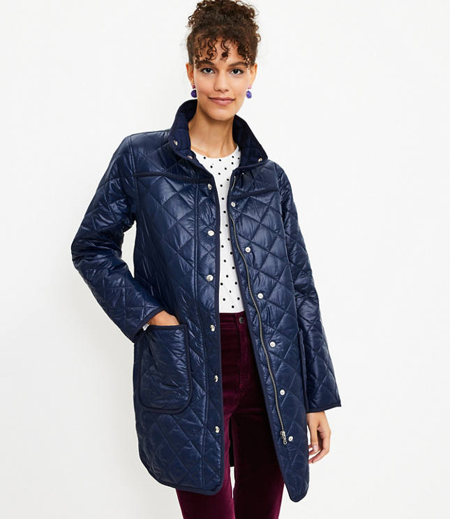 Quilted Funnel Neck Coat