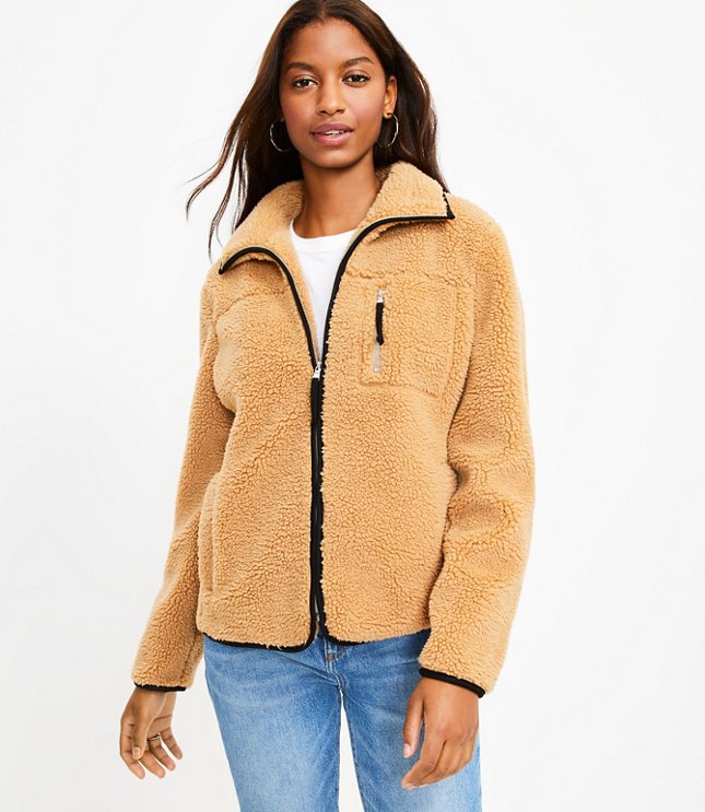 Kisscynest Women's Full Zip Fleece Jacket Stand Collar Fuzzy Fluffy Warm  Winter Sherpa Coat