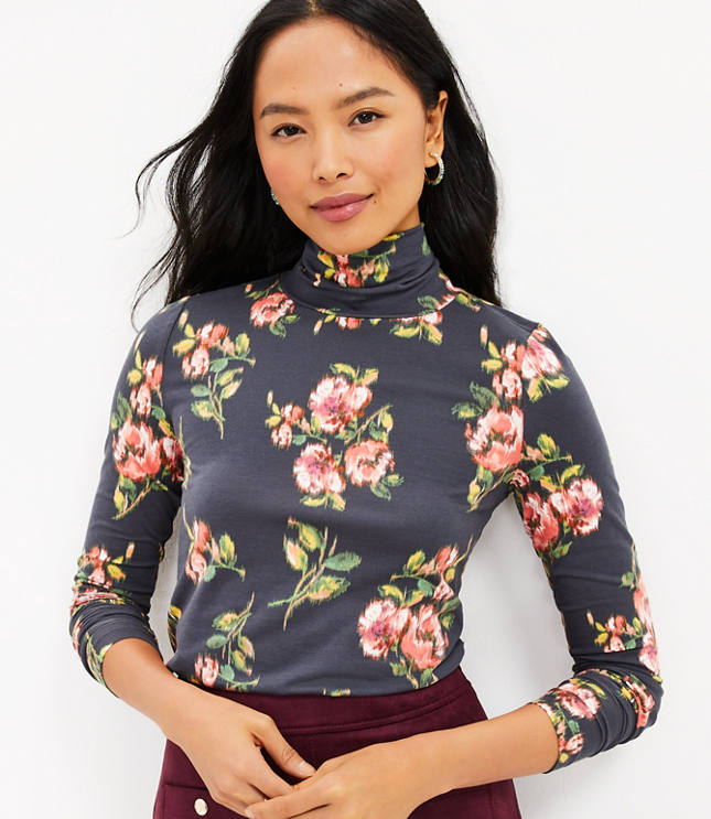 Floral print outlet turtleneck