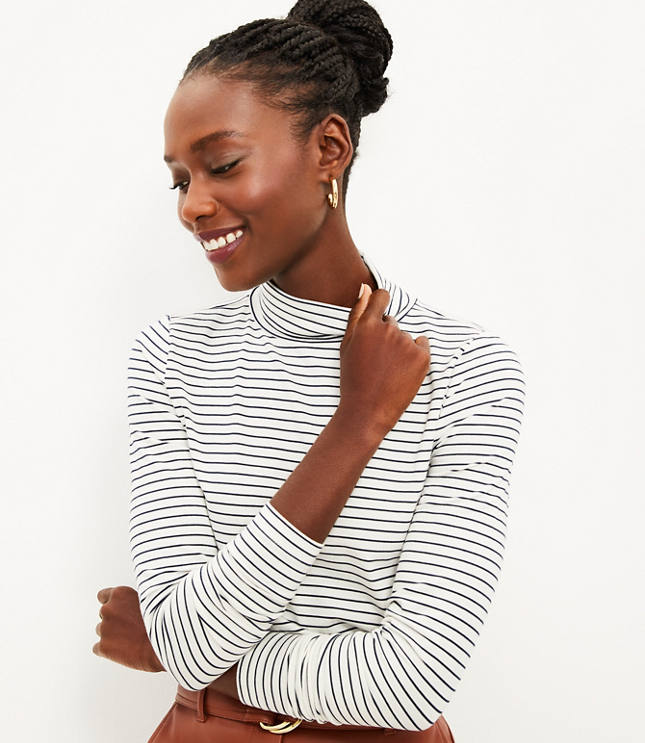 Striped turtleneck cheap top womens