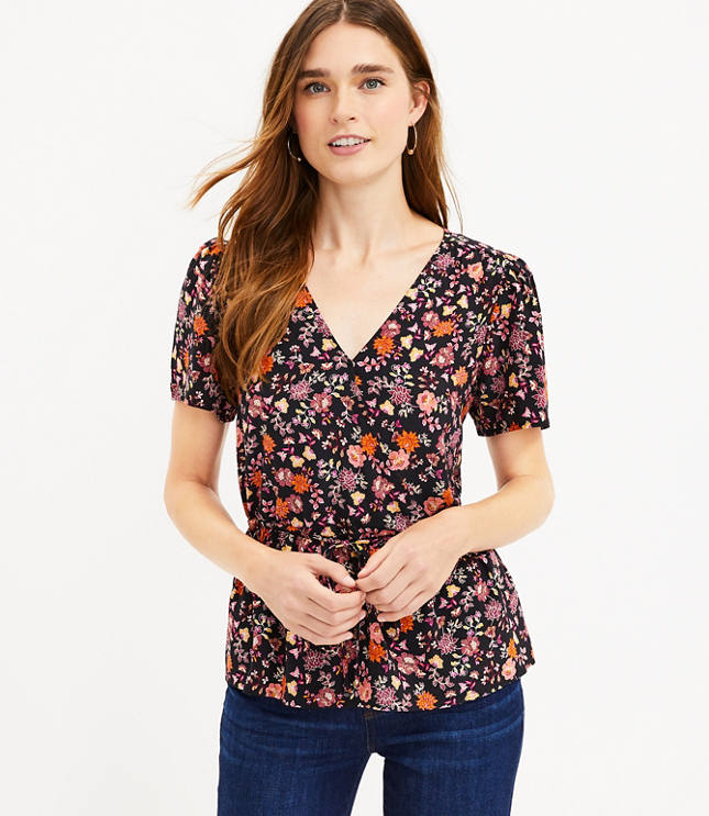 Loft floral store wrap blouse