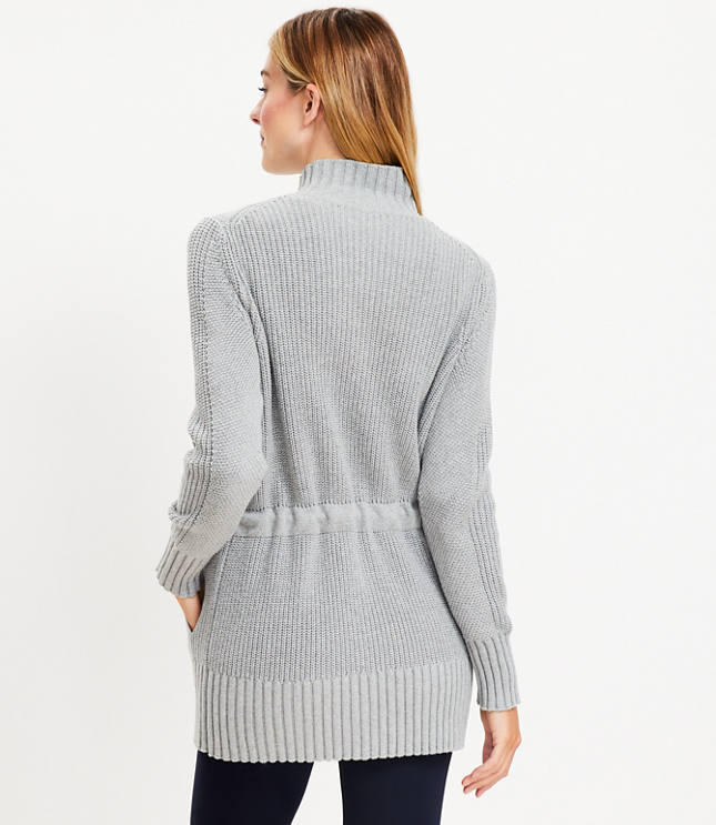 Lou & Grey Drawstring Zip Pocket Cardigan