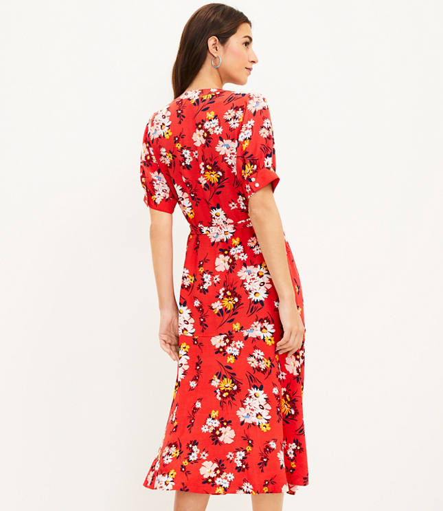 Loft red hot sale floral dress