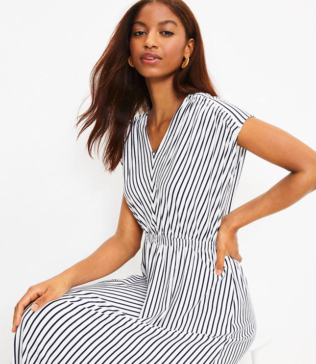 Striped Tie Back Midi Dress