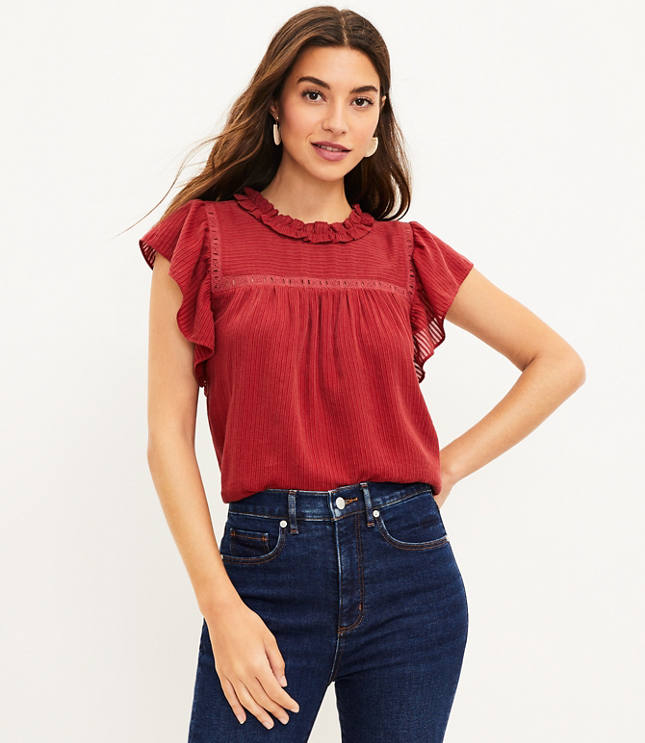 Lacy Flutter Sleeve Top