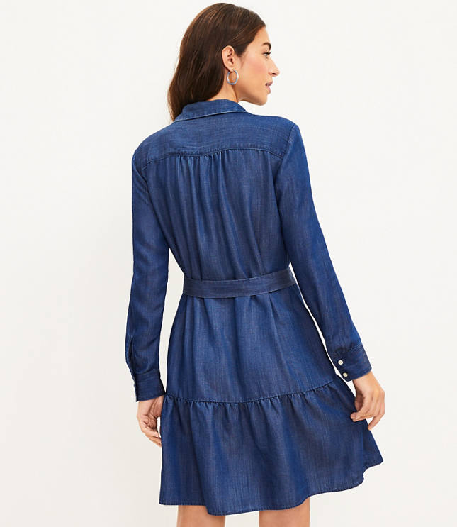 Chambray Flounce Shirtdress