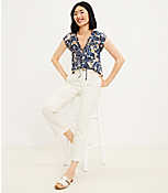 Belted High Rise Kick Crop Jeans in Popcorn carousel Product Image 1