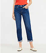 Curvy Super Soft Girlfriend Jeans in Bright Mid Indigo Wash carousel Product Image 1