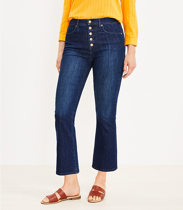 Tall Curvy High Rise Kick Crop Jeans in Refined Dark Indigo Wash image number null