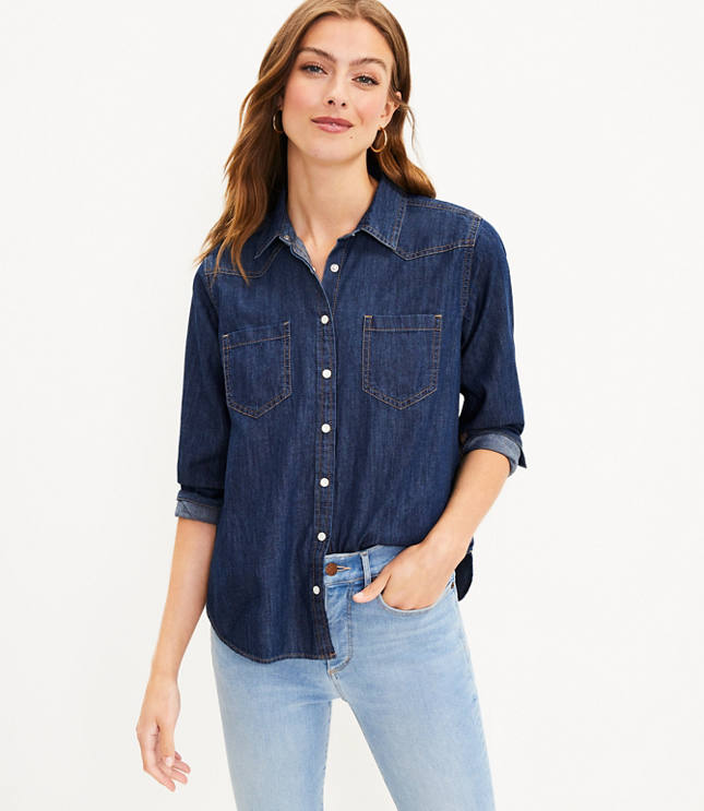Petite Chambray Western Shirt