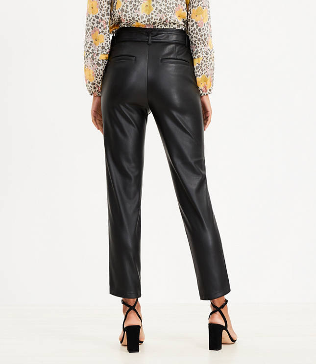 Black Faux Leather Straight Leg Belted Trousers – AX Paris