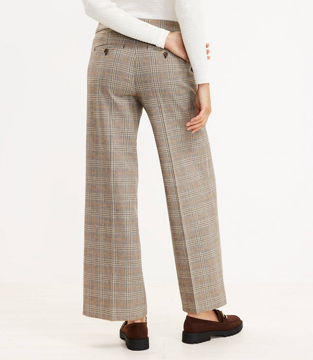 Petite Button Pocket Trouser Pants in Plaid