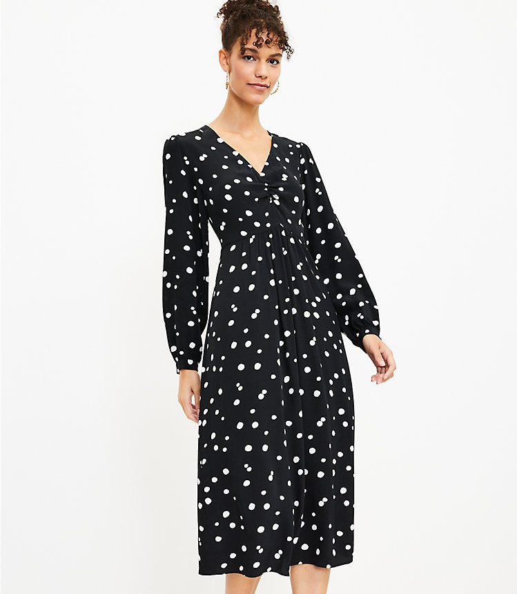 Dotted Ruched Midi Dress image number 0