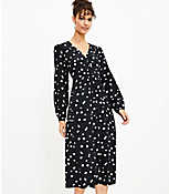 Dotted Ruched Midi Dress carousel Product Image 1