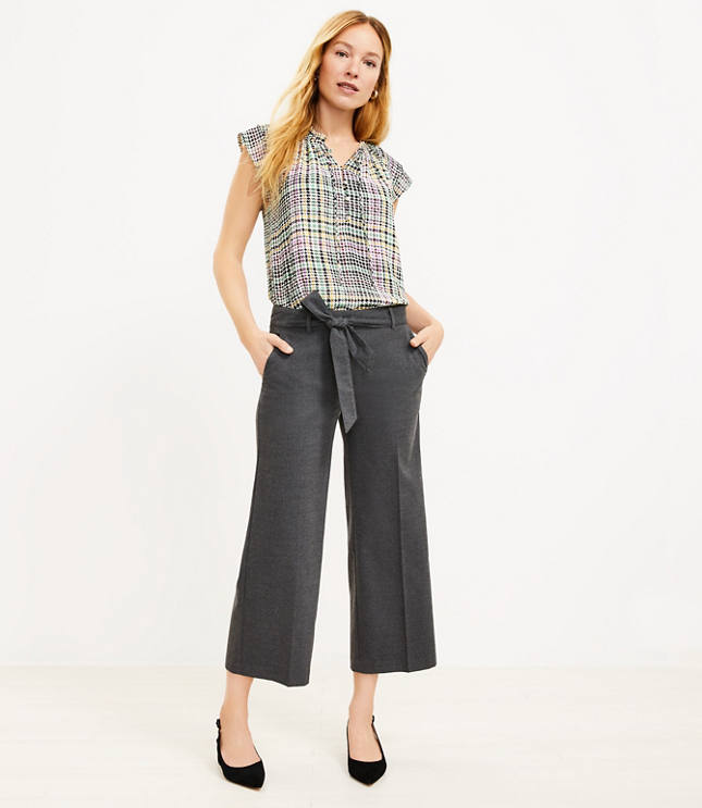 Linen High Waisted Belted Wide Leg Pants