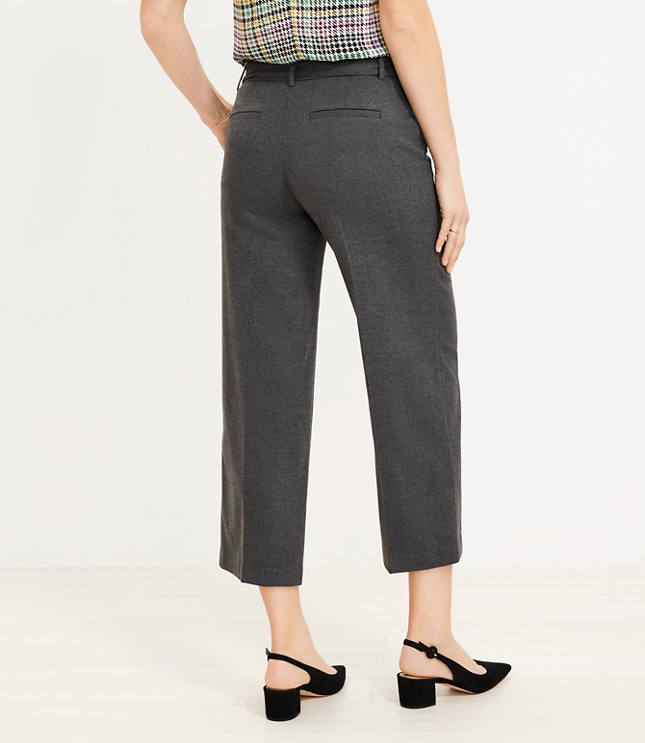 Tall Belted Wide Leg Crop Pants in Herringbone