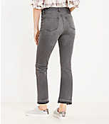 Let Down Hem High Rise Kick Crop Jeans in Light Grey Wash carousel Product Image 3