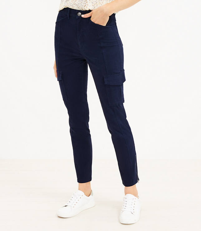 Petite Navy Pocket Detail Cargo Trousers