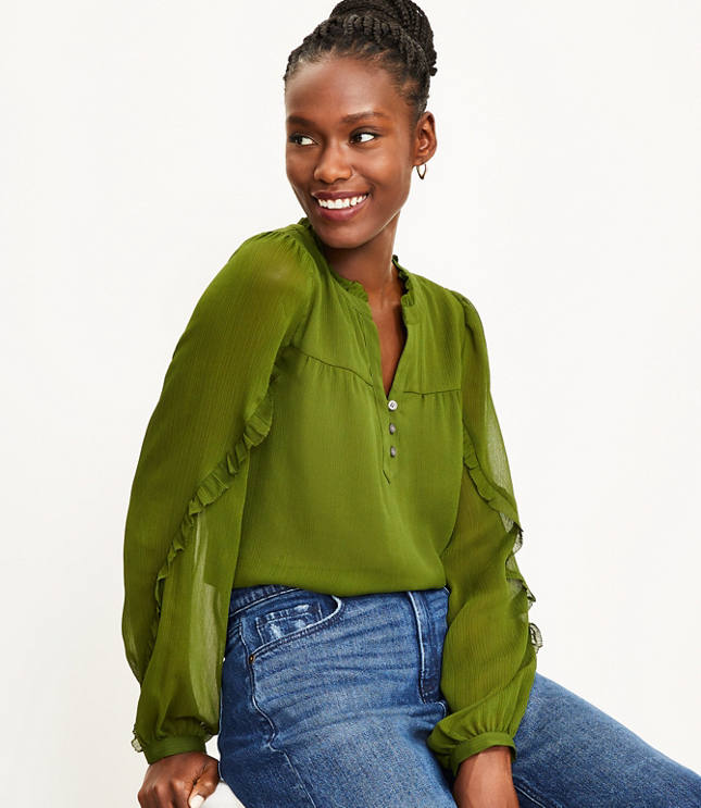 J crew best sale ruffle sleeve top