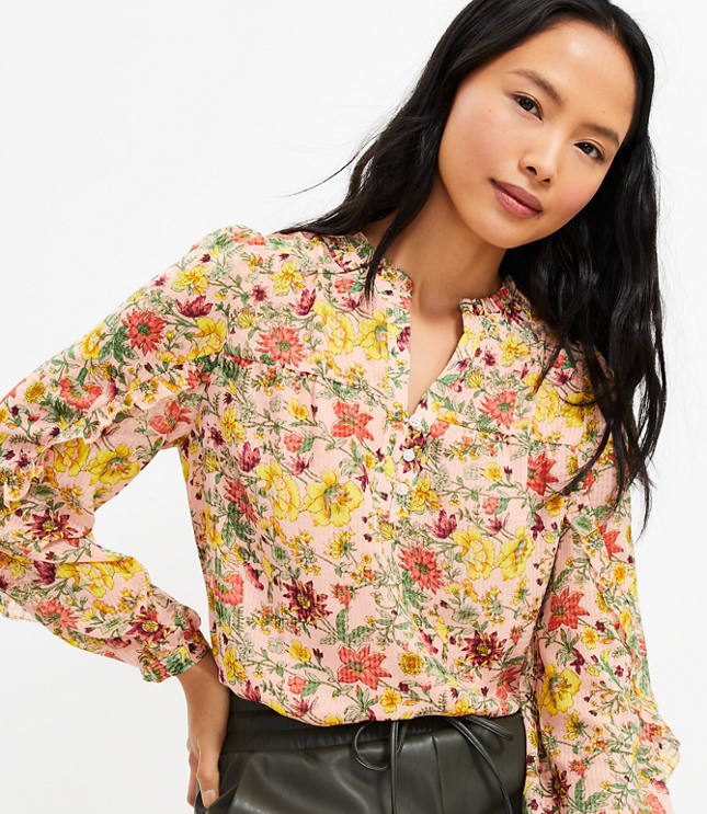 Petite Garden Ruffle Sleeve Blouse image number 1