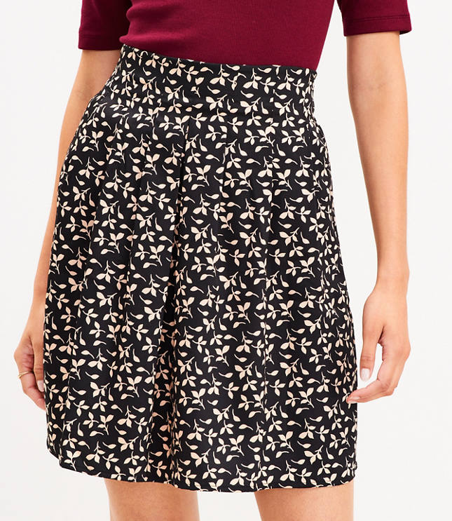 Dotted Button Trim Linen Blend Skirt