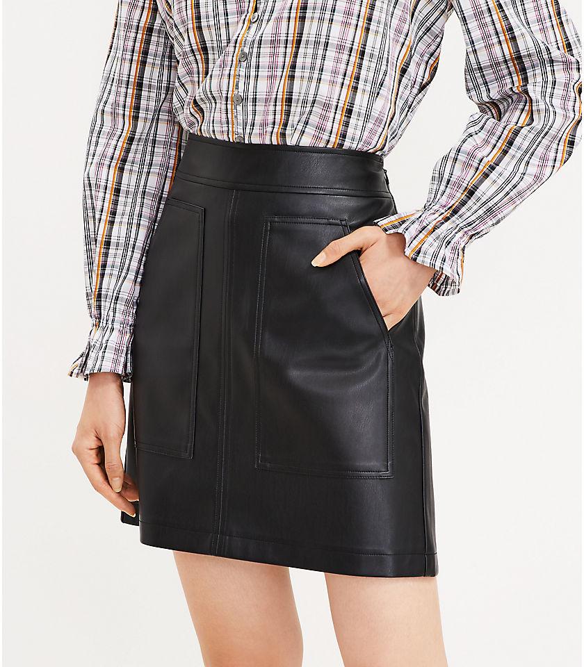 Tall Faux Leather Pocket Shift Skirt