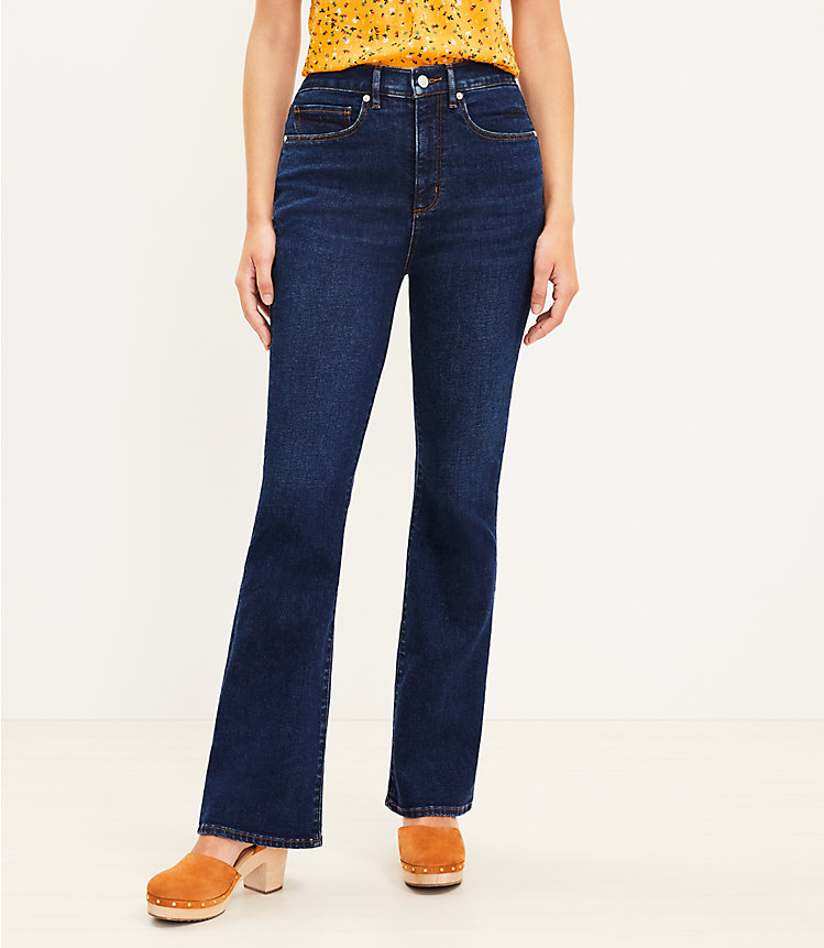 Tall Curvy High Rise Slim Flare Jeans in Rich Dark Indigo Wash image number null