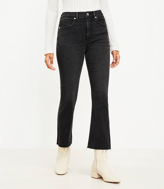 Curvy Fresh Cut High Rise Kick Crop Jeans in Black | LOFT