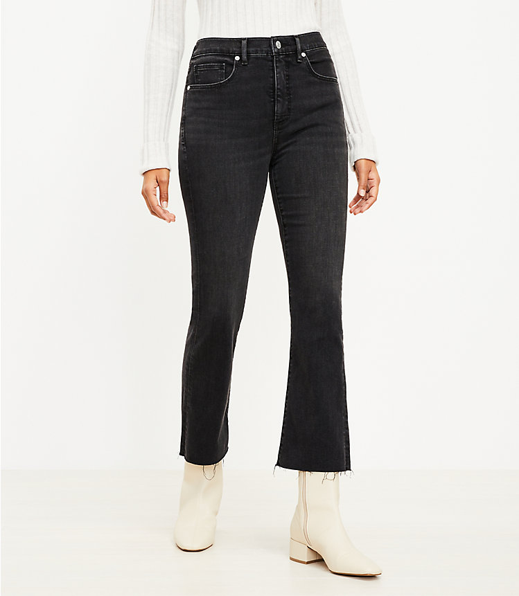 Tall Curvy Fresh Cut High Rise Kick Crop Jeans in Black image number 0