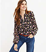 Petite Floral Ruffle Sleeve Blouse carousel Product Image 1