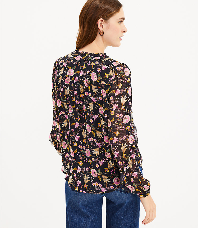 Petite Floral Ruffle Sleeve Blouse image number 2